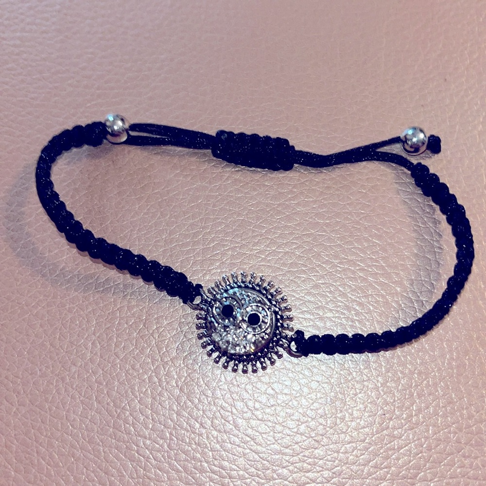 Magnolia & Vine Black Rope Bracelet with 12mm Owl Snap